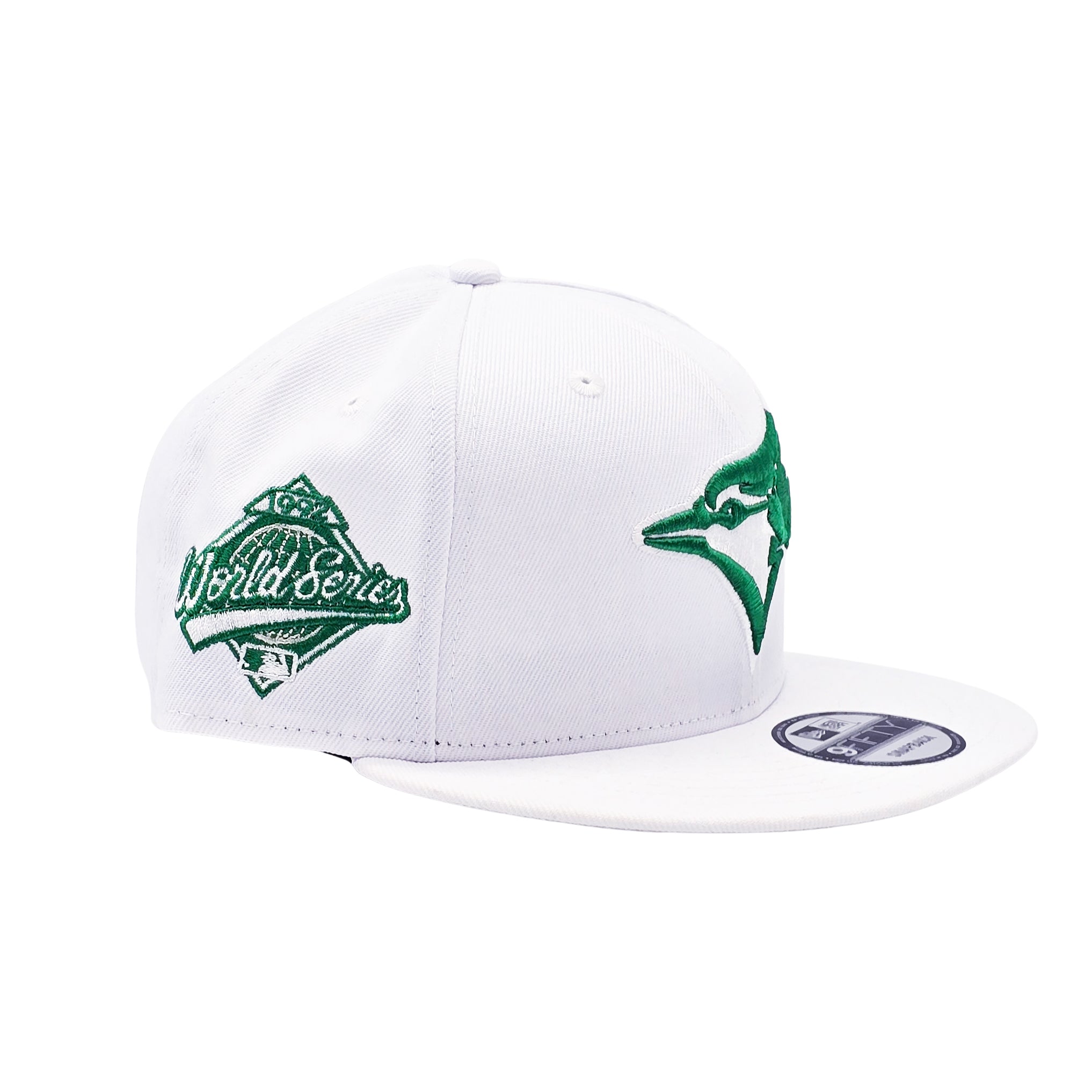NEW ERA 9FIFTY MLB 1992 WORLD SERIES TORONTO BLUE JAYS WHITE & SHAMROCK GREEN SNAPBACK HAT