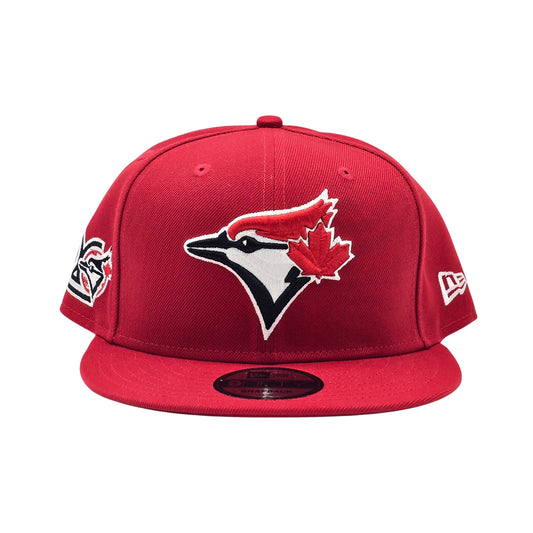NEW ERA 9FIFTY MLB TORONTO BLUE JAYS 20TH ANNIVERSARY SCARLET RED SNAPBACK HAT