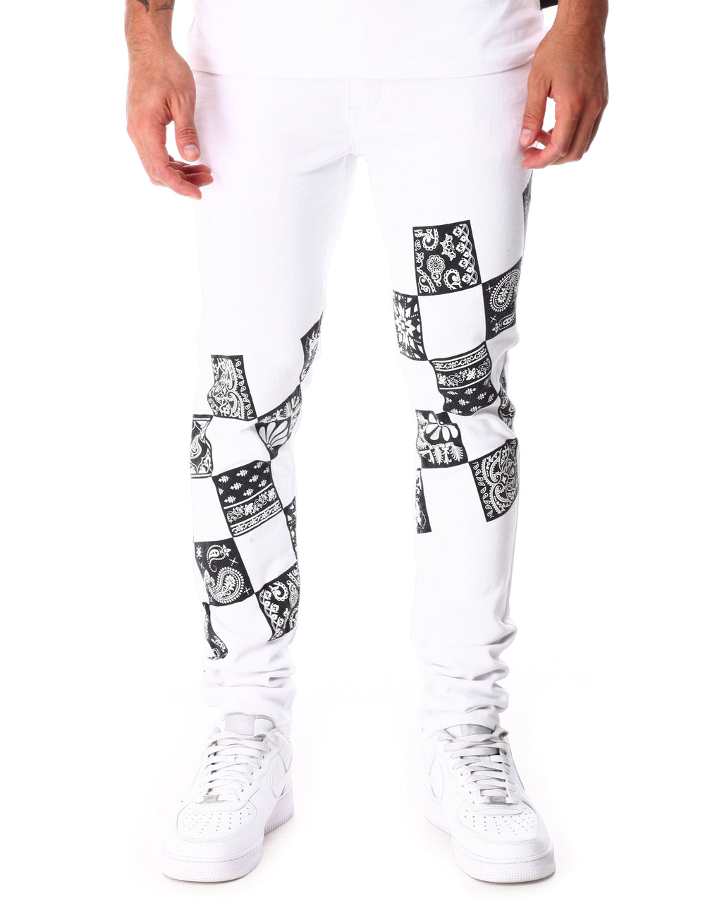 BANDANA PRINT TWILL JEANS (WHITE)