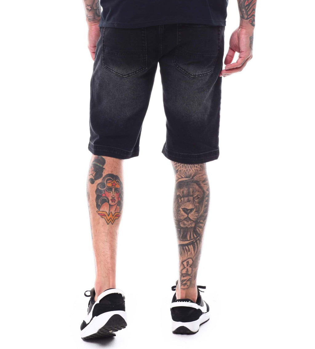 SWITCH MEN'S WASHED SPAN DENIM SHORTS (BLACK)