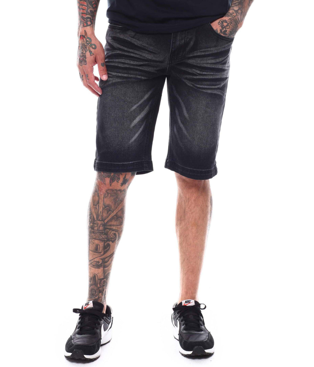 SWITCH MEN'S WASHED SPAN DENIM SHORTS (BLACK)