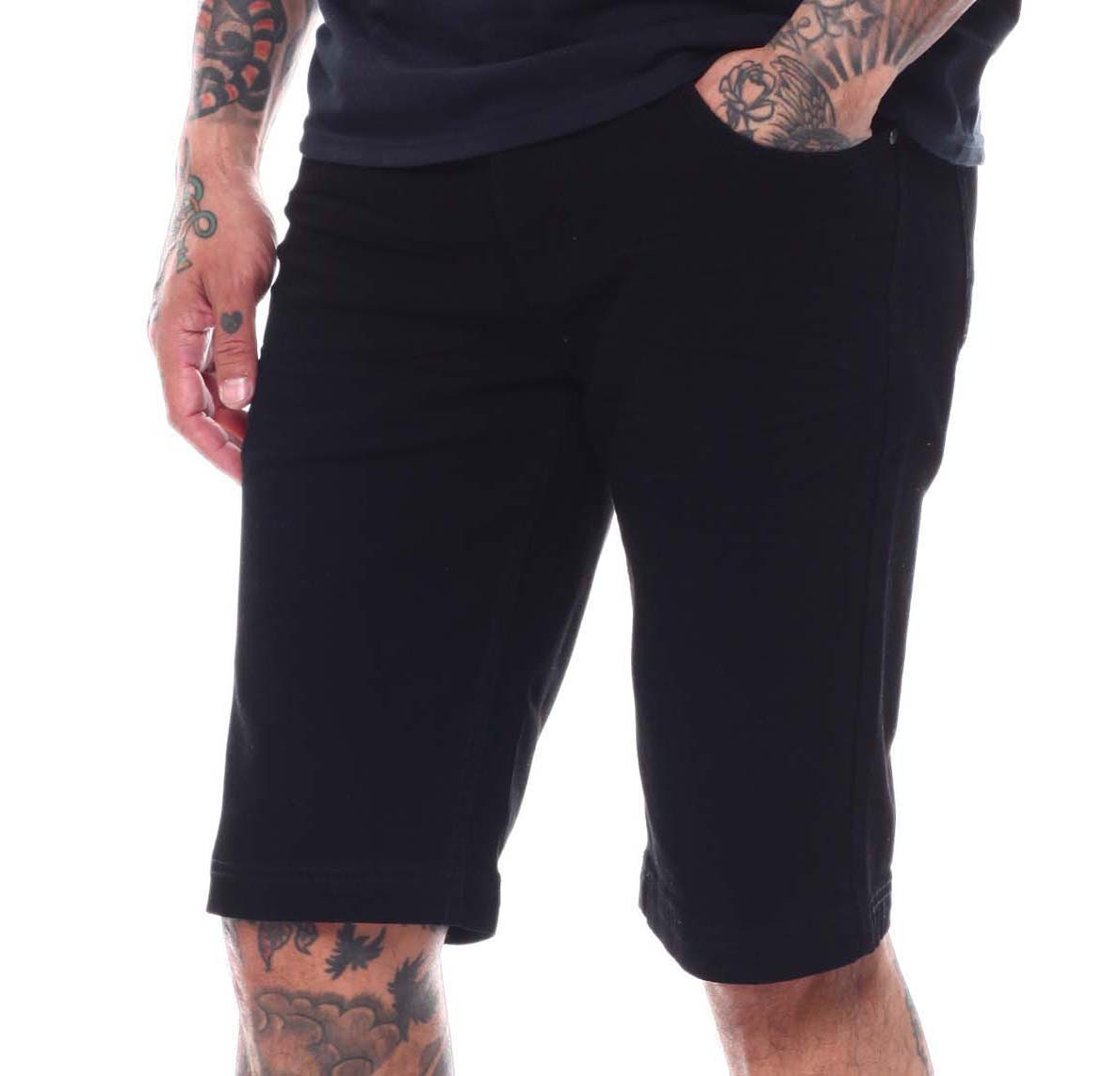 SWITCH MEN'S WASHED SPAN DENIM SHORTS (JET BLACK)