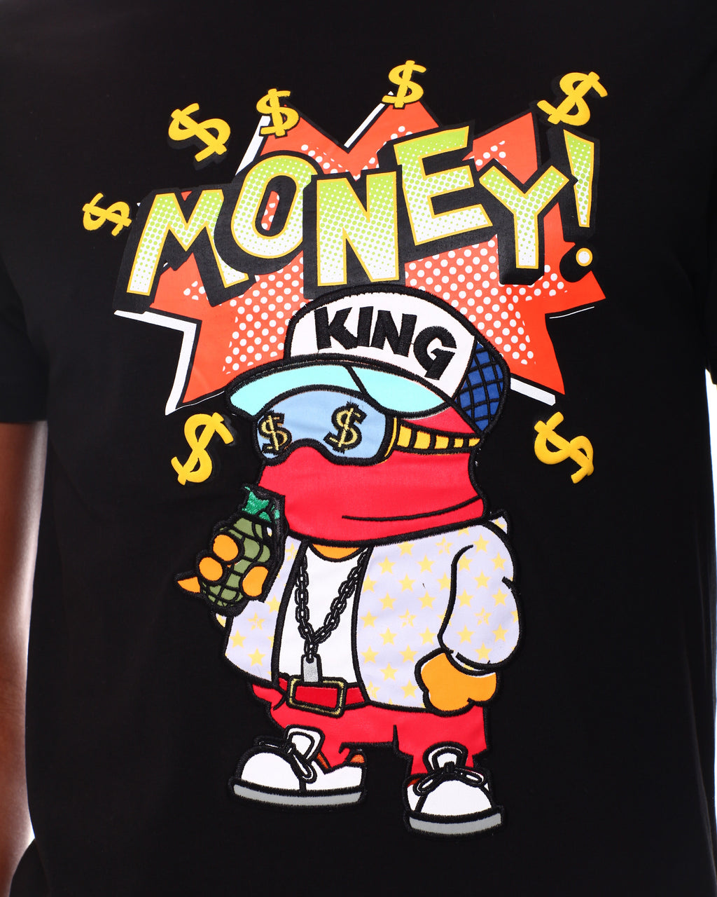 MONEY KING CHENILLE PATCH GRAPHIC T-SHIRT (BLACK)