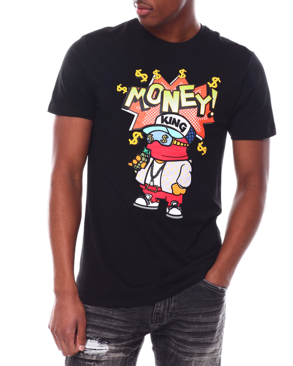 MONEY KING CHENILLE PATCH GRAPHIC T-SHIRT (BLACK)