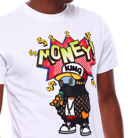 MONEY KING CHENILLE PATCH GRAPHIC T-SHIRT (WHITE)