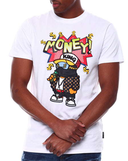 MONEY KING CHENILLE PATCH GRAPHIC T-SHIRT (WHITE)