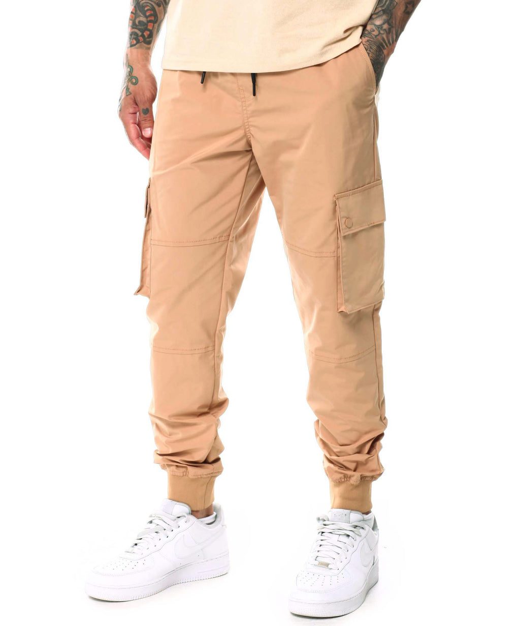 MEN'S RIBBED CUFF WOVEN CARGO JOGGER (SAND)