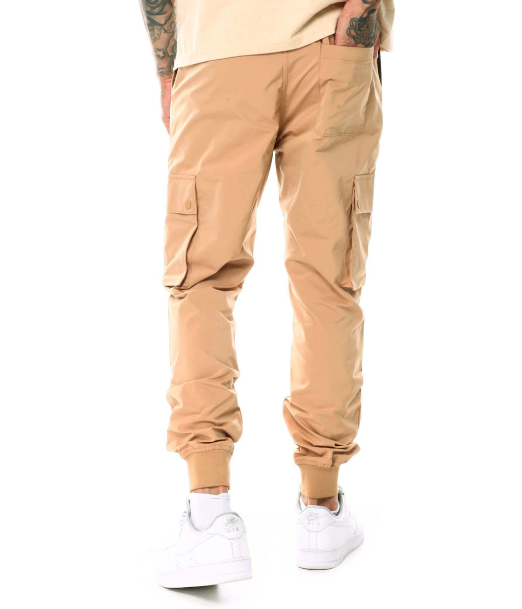 MEN'S RIBBED CUFF WOVEN CARGO JOGGER (SAND)