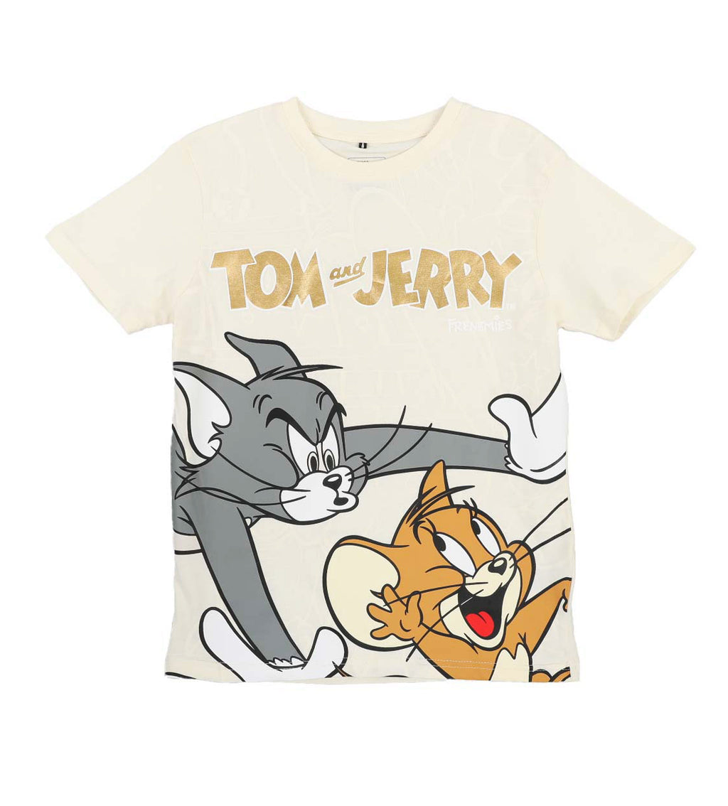 KIDS TOM & JERRY FOIL PRINT T-SHIRT (CREAM)