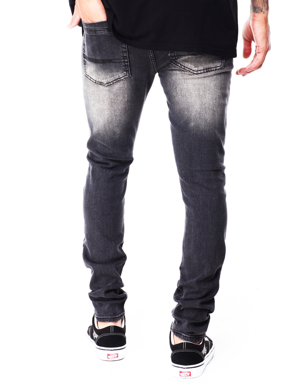 SWITCH REMARKABLE MEN'S RIP & REPAIR TAPERED JEANS (BLACK)