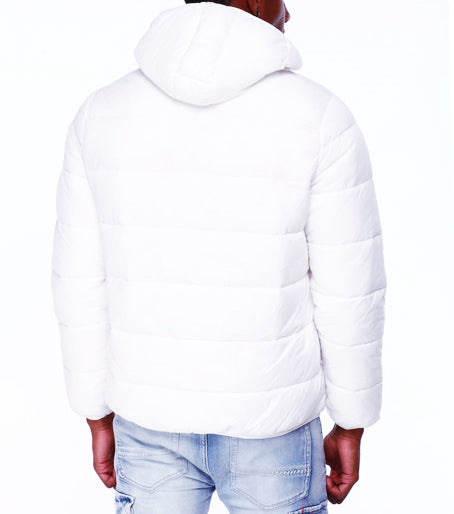 SWITCH REMARKABLE MEN'S PADDED BOMBER HOODIE JACKET (WHITE)