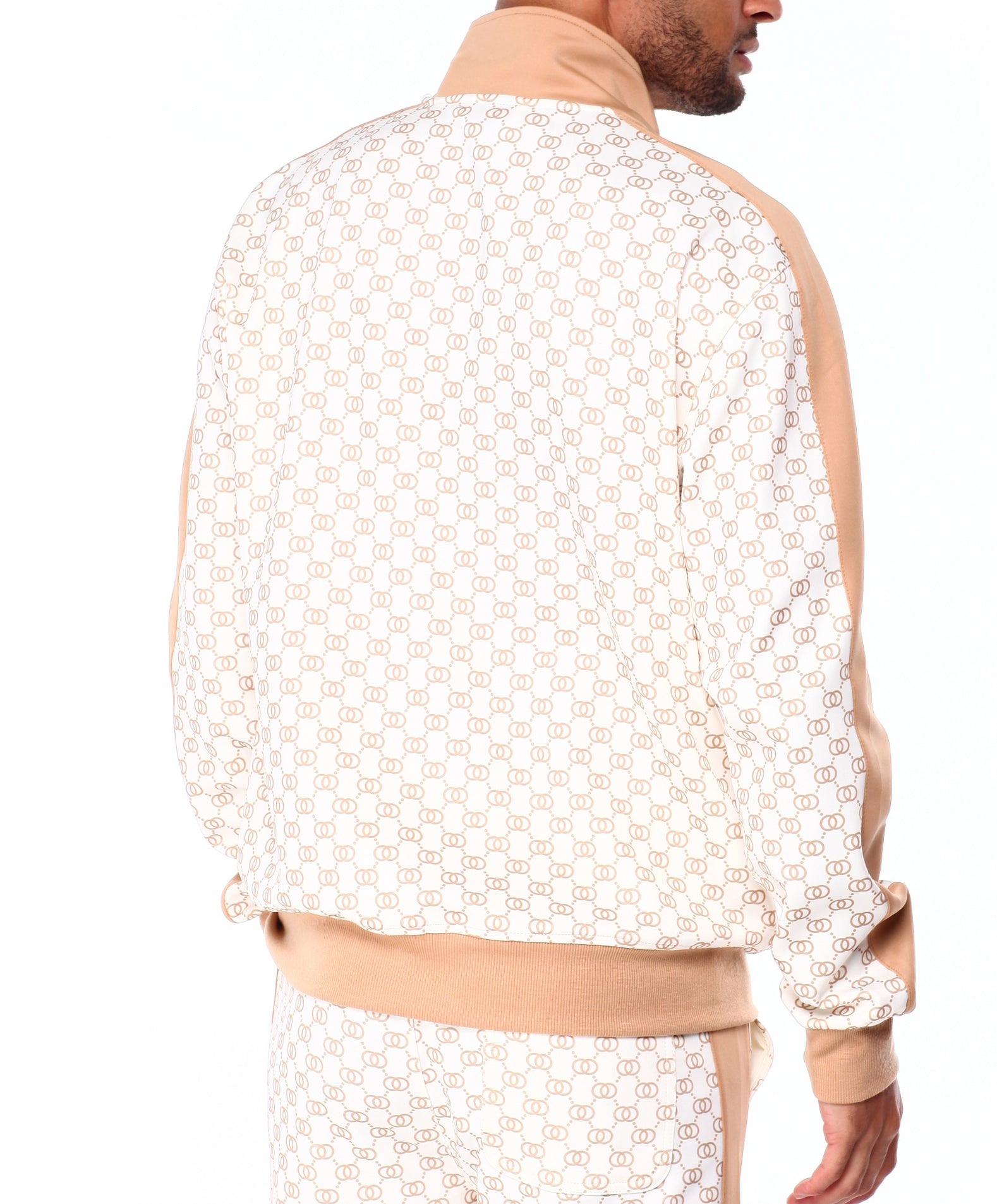 SWITCH MEN'S TWO TONE PREMIUM PATTERN 2-PIECE TRACKSET (CREAM)