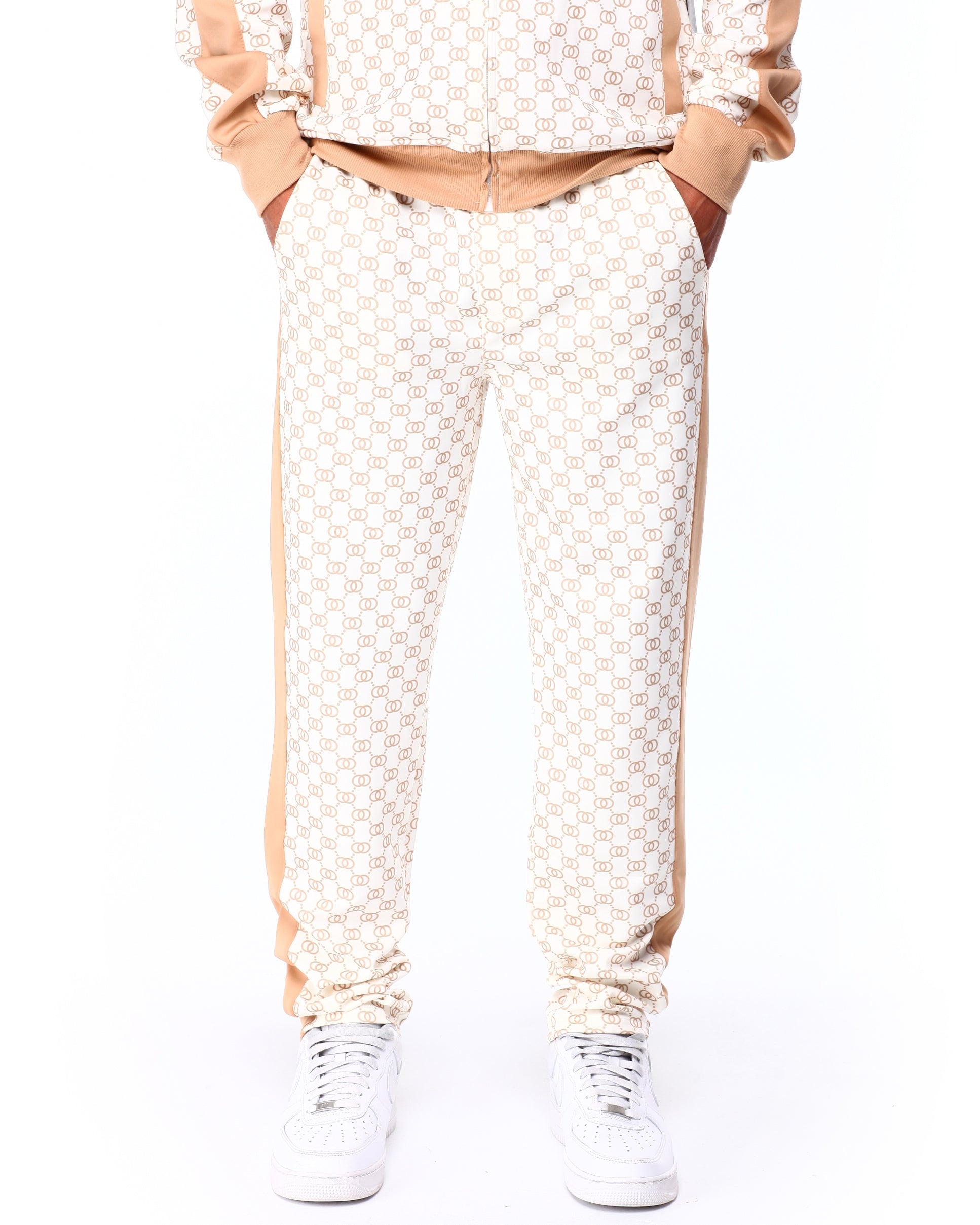 SWITCH MEN'S TWO TONE PREMIUM PATTERN 2-PIECE TRACKSET (CREAM)