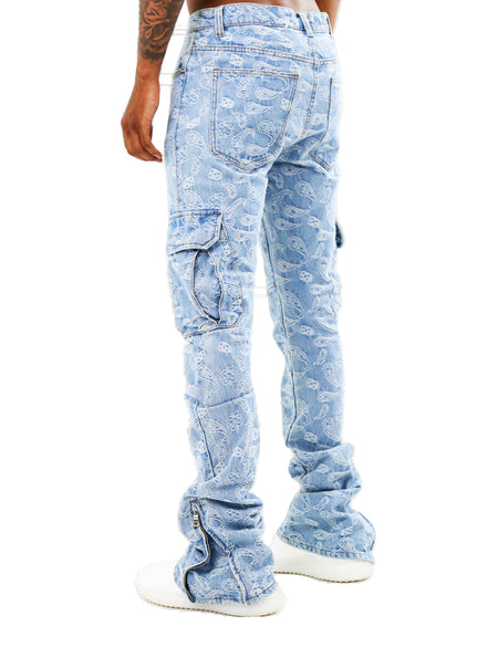 ARMOR JEANS MEN'S BANDANA MID-RISE STACKED JEANS (LIGHT BLUE)