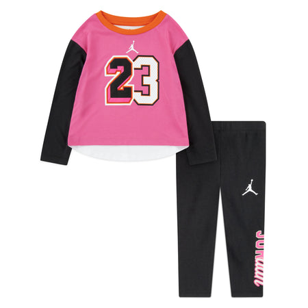 TODDLER GIRLS JORDAN LONG SLEEVE T-SHIRT & LEGGING SET (PINK/BLACK)