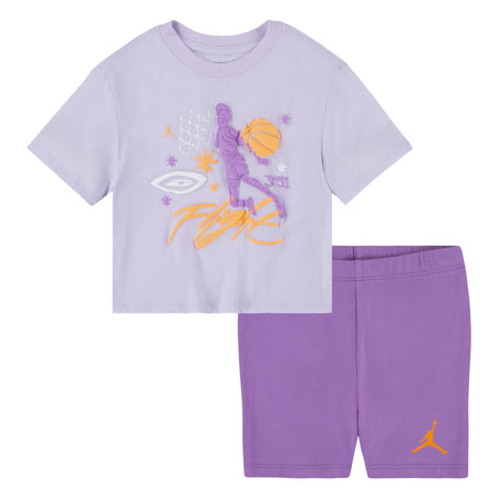 JORDAN TODDLER GIRLS' T-SHIRT & SHORTS SET (PURPLE SIZE 2T-4T)