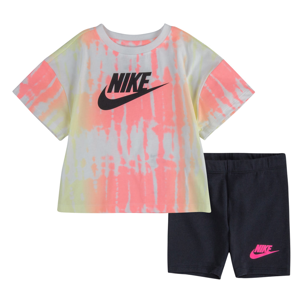 NIKE TODDLER GIRLS DYE T-SHIRT & SHORT SET (PINK/BLACK)