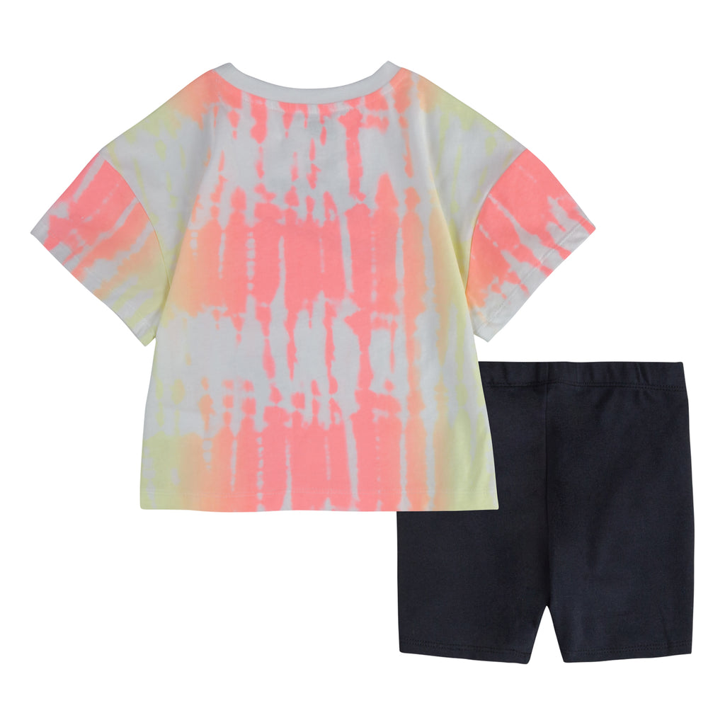 NIKE TODDLER GIRLS DYE T-SHIRT & SHORT SET (PINK/BLACK)