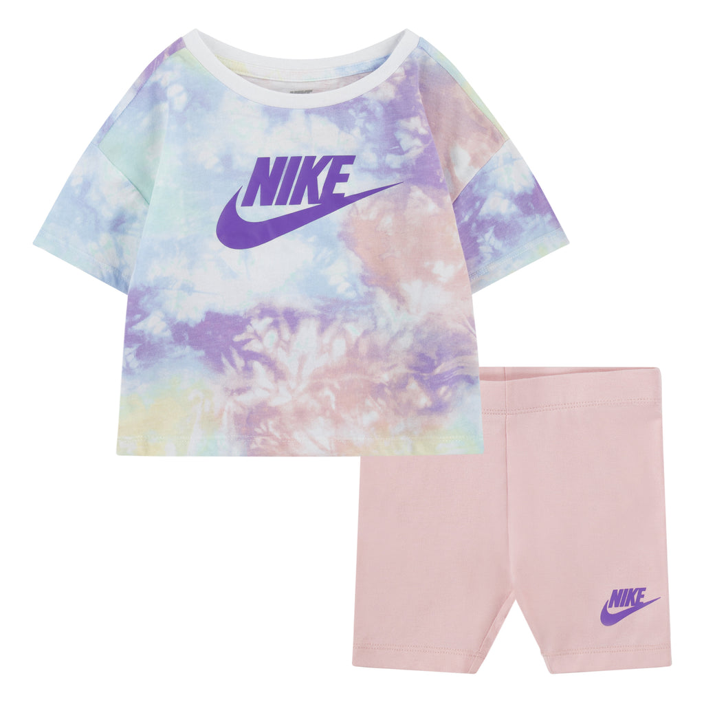 NIKE TODDLER GIRLS DYE T-SHIRT & SHORT SET (ROSE)