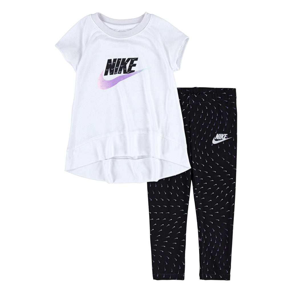 NIKE TODDLER GIRLS T-SHIRT & LEGGING SET (WHITE/BLACK)