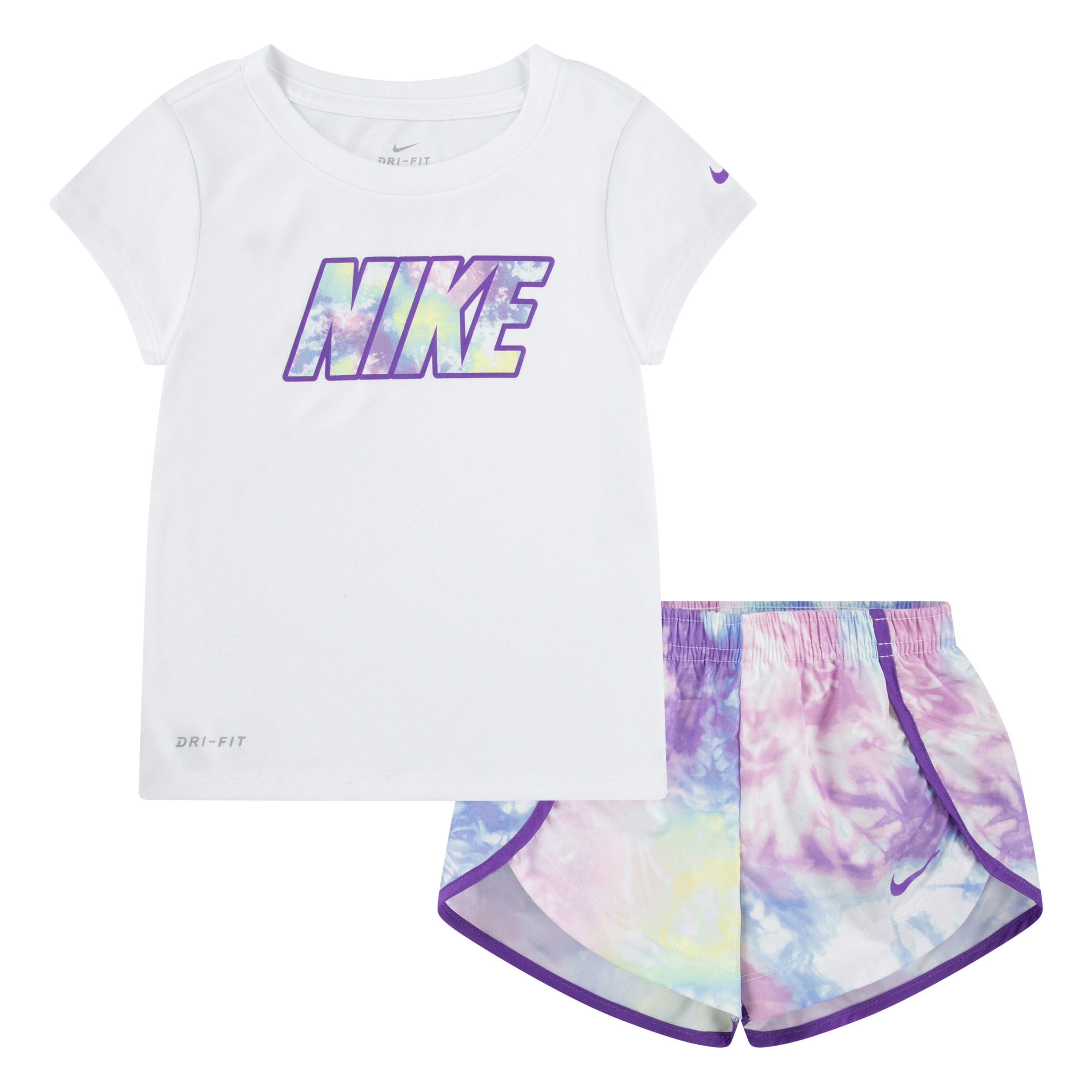 NIKE TODDLER GIRLS T-SHIRT & SPRINTER SHORT SET (WHITE/VIOLET)