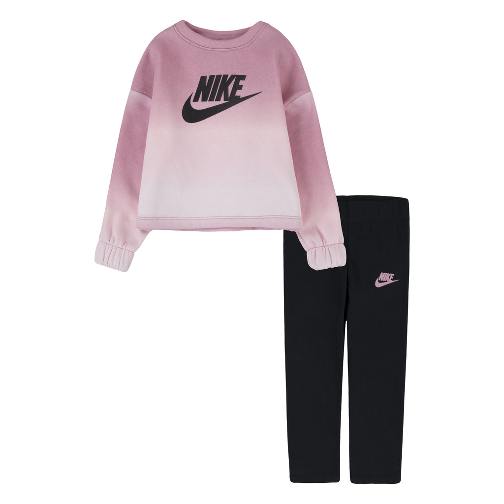 NIKE TODDLER GIRLS CLUB FLEECE LEGGING SET (PINK/BLACK SIZE 2T-4T)