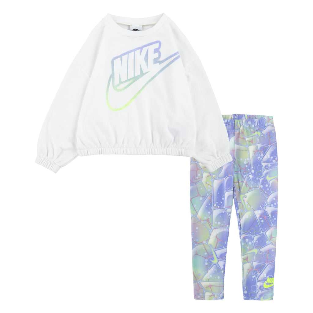 NIKE TODDLER GIRLS' DREAM CHASER CREWNECK & LEGGING SET (WHITE SIZE 2T-4T)