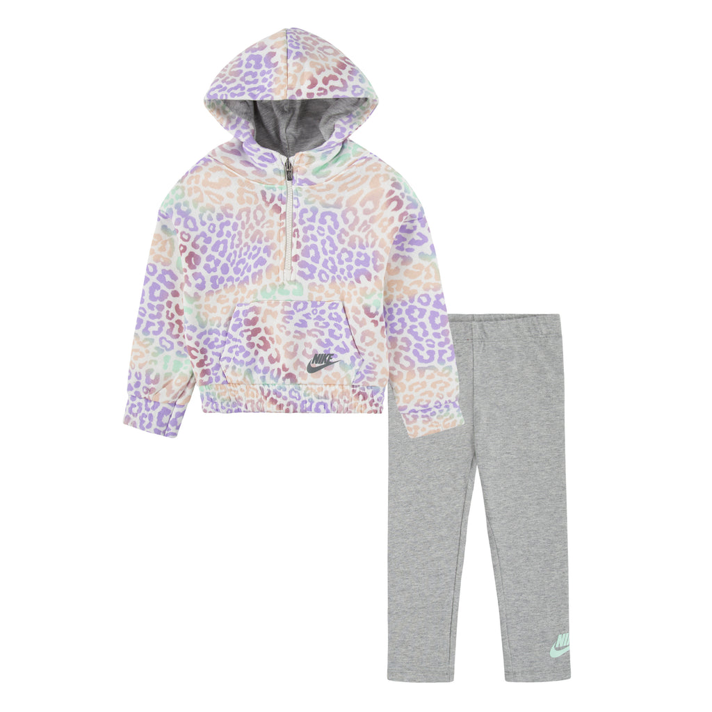 NIKE INFANT GIRLS HALF-ZIP HOODIE AND LEGGING SET (GREY SIZE 2T-4T)