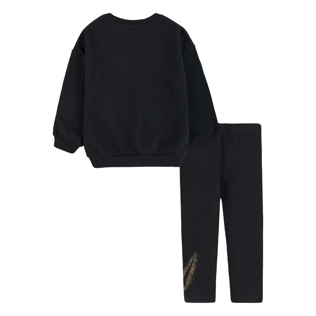 NIKE TODDLER GIRLS CREWNECK AND TIGHTS SET (BLACK SIZE 2T-4T)