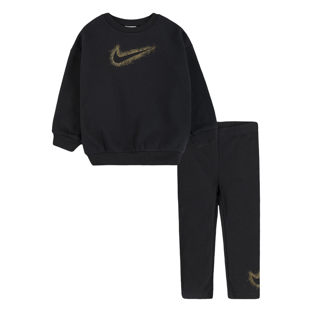 NIKE TODDLER GIRLS CREWNECK AND TIGHTS SET (BLACK SIZE 2T-4T)