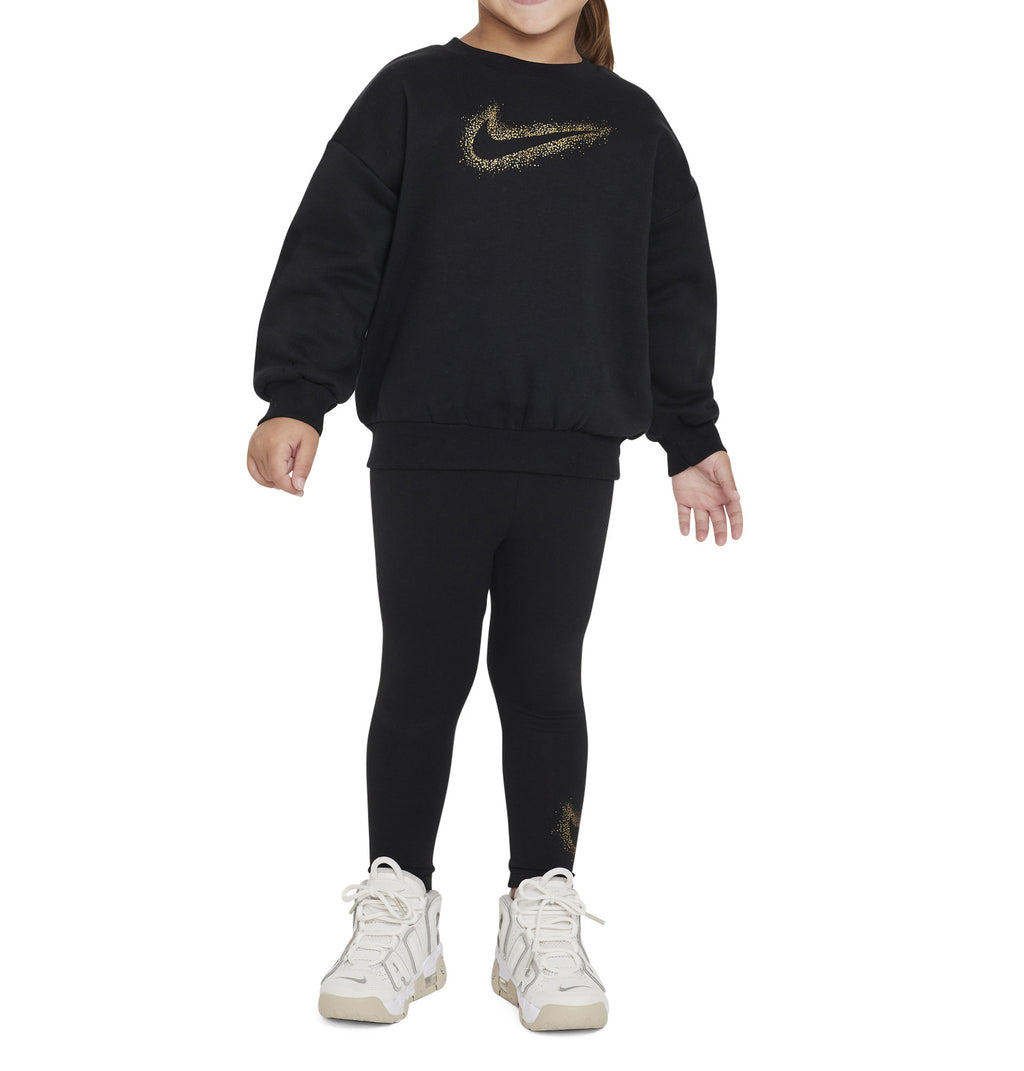 NIKE TODDLER GIRLS CREWNECK AND TIGHTS SET (BLACK SIZE 2T-4T)