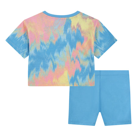 NIKE GIRLS BALTIC T-SHIRT & BIKE SHORTS SET (BLUE SIZE 2T-4T)