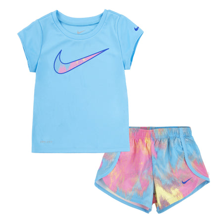 NIKE TODDLER GIRLS T-SHIRT & SPRINTER SHORT SET (BLUE SIZE 2T-4T)