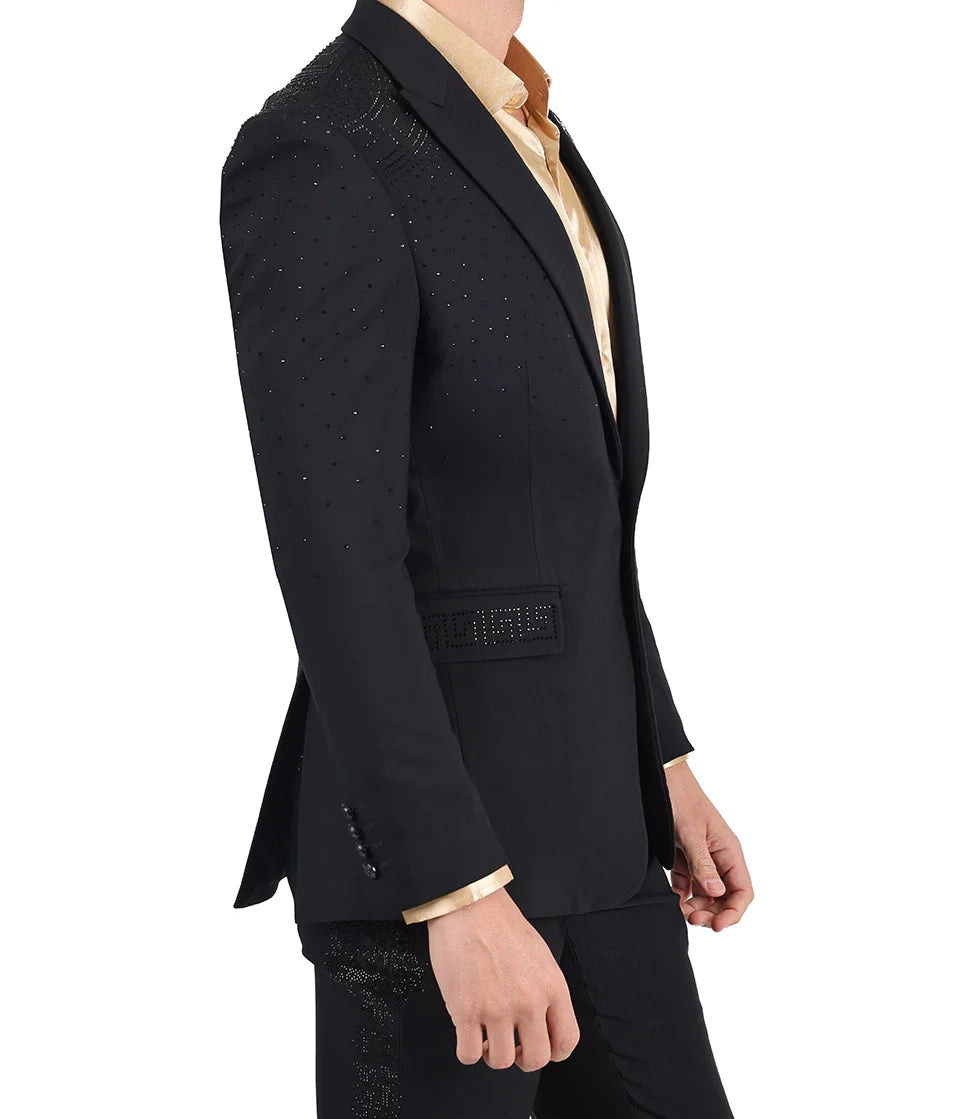 BARABAS MEN'S RHINESTONE BLAZER (BLACK)