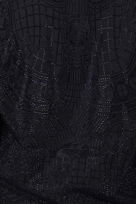 BARABAS MEN'S GEOMETRIC RHINESTONE JAGGY BOY BOMBER BLACK JACKET