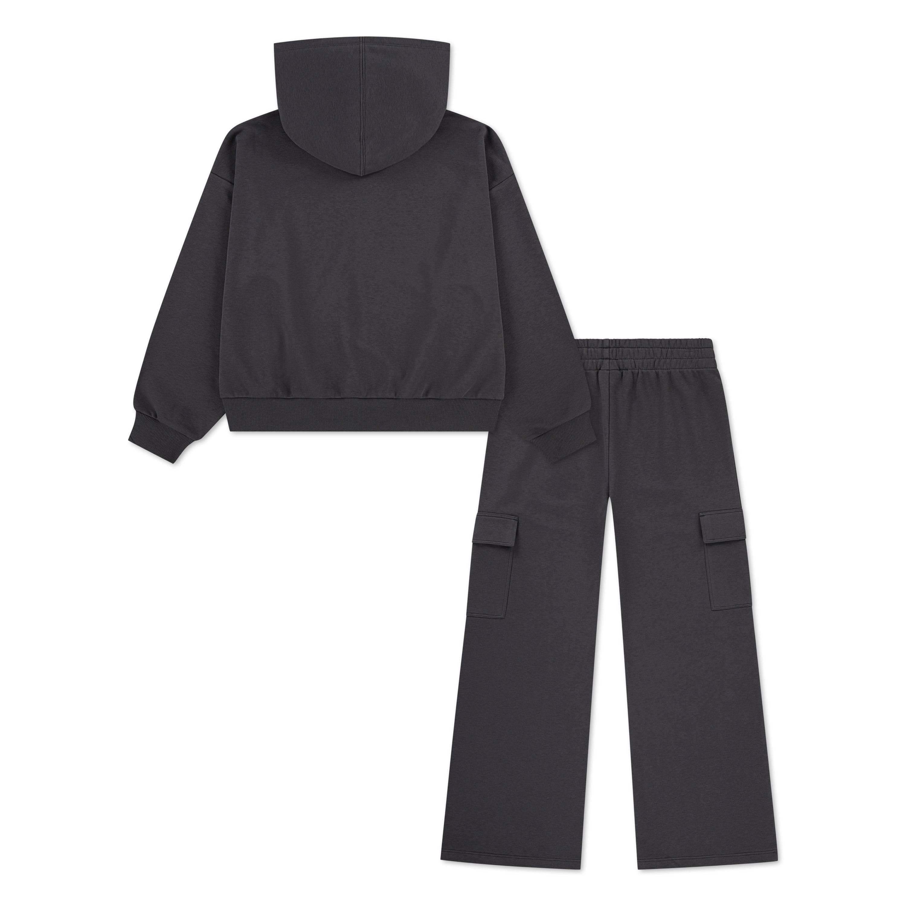 CONVERSE GIRLS' HOODIE AND JOGGER CHARCOAL GREY 2-PIECE SET (SIZES 4-6X)