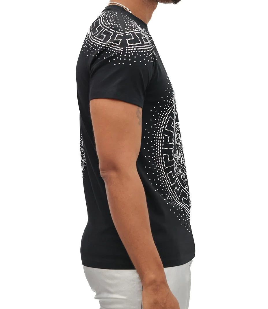 BARABAS MEN'S RHINESTONE SHORT SLEEVE T-SHIRT (BLACK/SILVER)