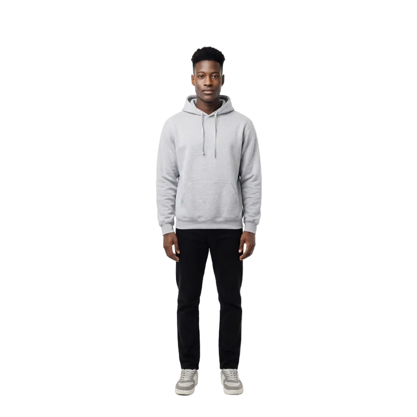MEN'S FLEECE PULLOVER HOODIE 320 GSM HEAVY QUALITY (GREY)