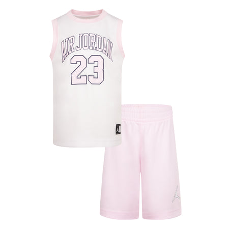 JORDAN GIRLS' TANK AND SHORTS SET (WHITE/PINK SIZE 4-6X)