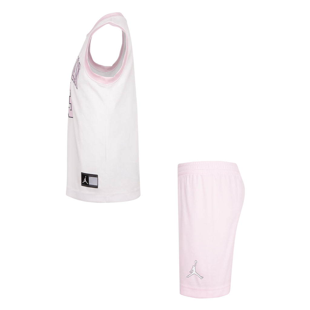 JORDAN GIRLS' TANK AND SHORTS SET (WHITE/PINK SIZE 4-6X)