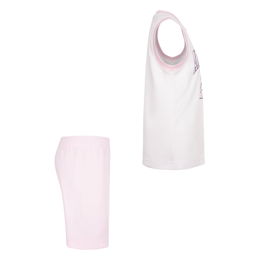 JORDAN GIRLS' TANK AND SHORTS SET (WHITE/PINK SIZE 4-6X)