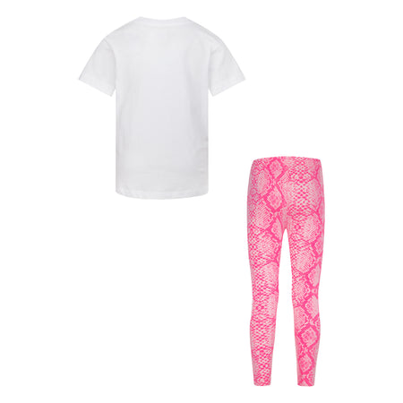 GIRLS JORDAN JUMPMAN SNAKE PRINT 2-PIECE SET (WHITE/PINK)