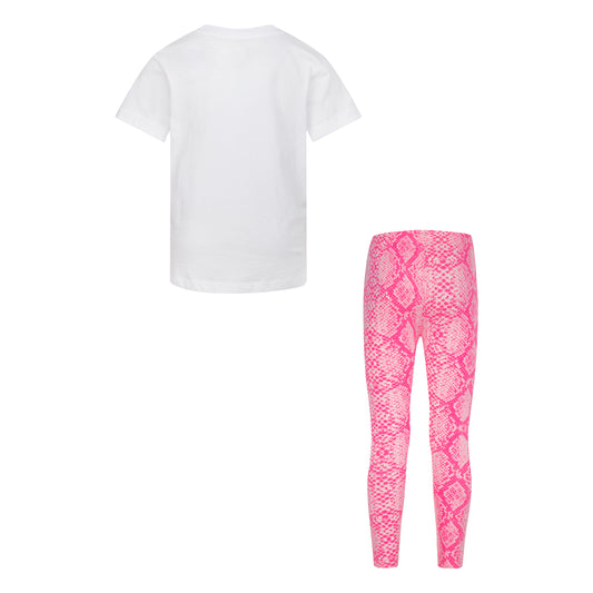 GIRLS JORDAN JUMPMAN SNAKE PRINT 2-PIECE SET (WHITE/PINK)