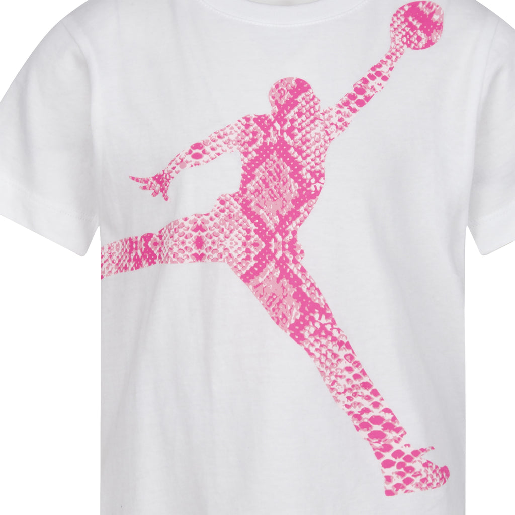 GIRLS JORDAN JUMPMAN SNAKE PRINT 2-PIECE SET (WHITE/PINK)