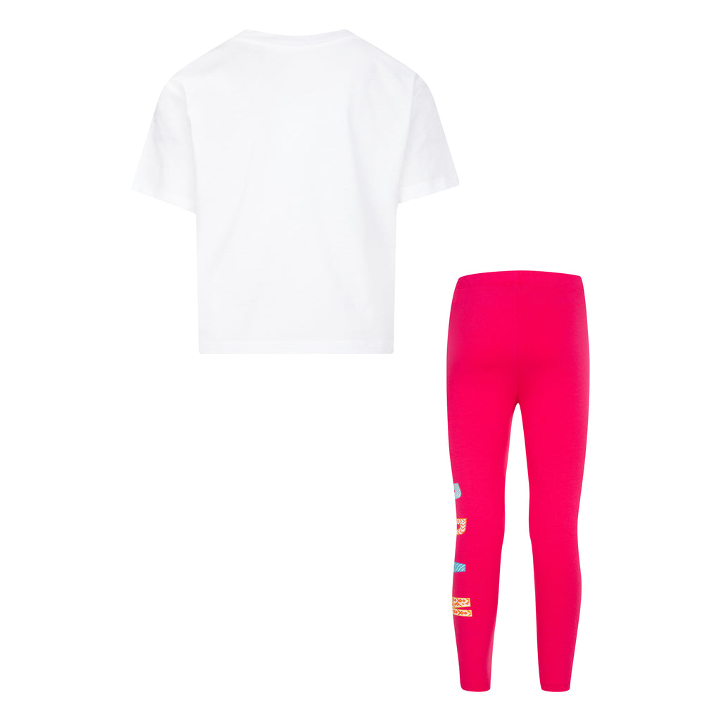 JORDAN GIRLS T-SHIRT & LEGGING SET (WHITE/PINK SIZE 4-7Y)