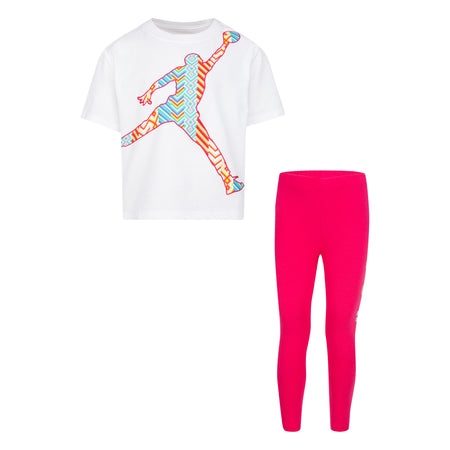 JORDAN GIRLS T-SHIRT & LEGGING SET (WHITE/PINK SIZE 4-7Y)