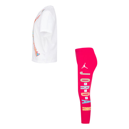 JORDAN GIRLS T-SHIRT & LEGGING SET (WHITE/PINK SIZE 4-7Y)