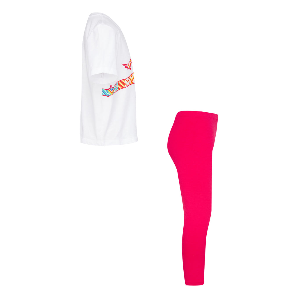 JORDAN GIRLS T-SHIRT & LEGGING SET (WHITE/PINK SIZE 4-7Y)