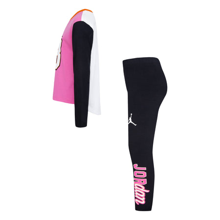 GIRLS JORDAN LONG SLEEVE T-SHIRT & LEGGING SET (PINK/BLACK)