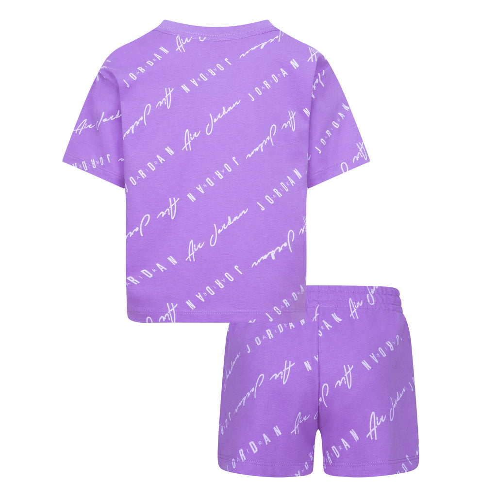 JORDAN GIRLS' ESSENTIAL PRINTED T-SHIRT & SHORTS SET (PURPLE SIZE 4-6X)